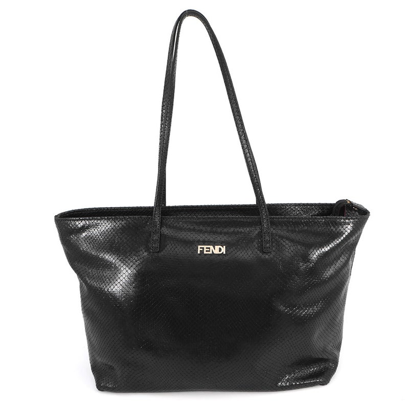 フェンディ トートバッグ パイソン型押しレザー 8BH198 FENDI 黒