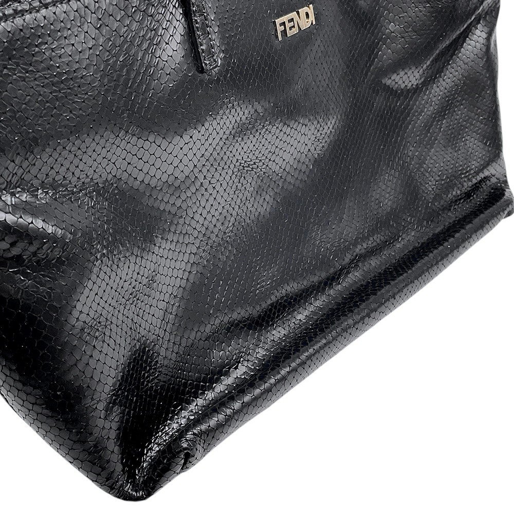 フェンディ トートバッグ パイソン型押しレザー 8BH198 FENDI 黒