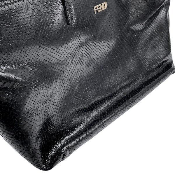 フェンディ トートバッグ パイソン型押しレザー 8BH198 FENDI 黒