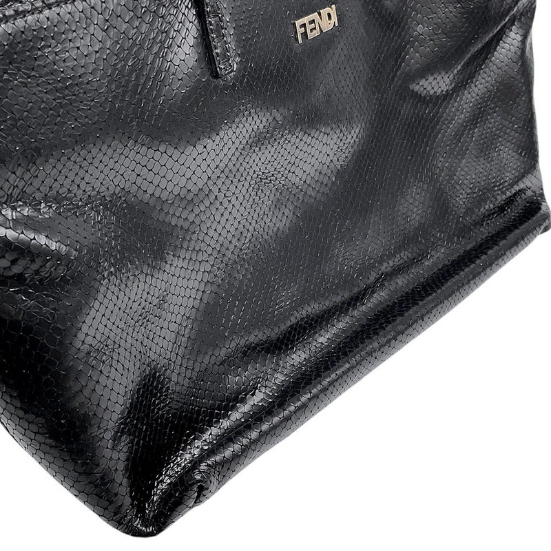 フェンディ トートバッグ パイソン型押しレザー 8BH198 FENDI 黒