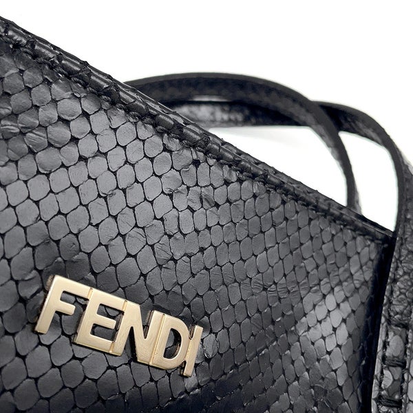 フェンディ トートバッグ パイソン型押しレザー 8BH198 FENDI 黒