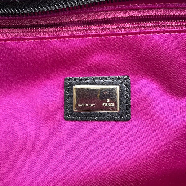 フェンディ トートバッグ パイソン型押しレザー 8BH198 FENDI 黒