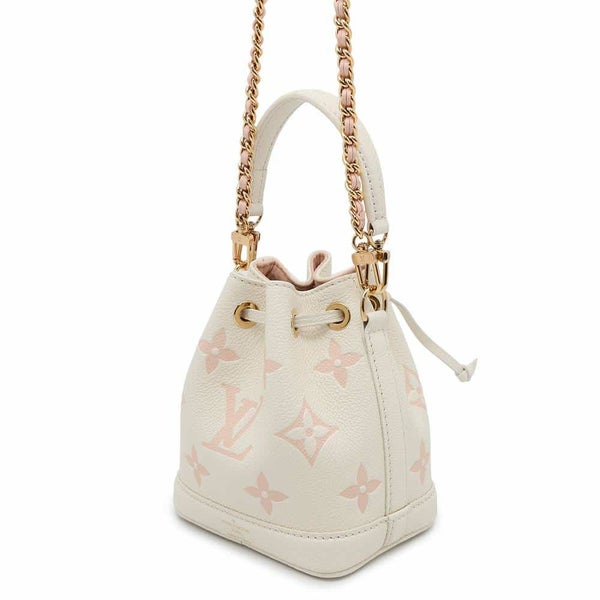 ルイヴィトン ハンドバッグ バイカラー モノグラム・アンプラント ナノ・ノエ LOUIS VUITTON 2wayショルダー 白