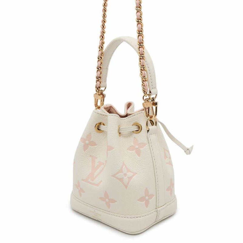 ルイヴィトン ハンドバッグ バイカラー モノグラム・アンプラント ナノ・ノエ LOUIS VUITTON 2wayショルダー 白