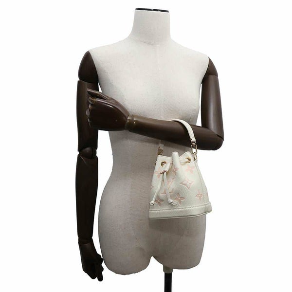 ルイヴィトン ハンドバッグ バイカラー モノグラム・アンプラント ナノ・ノエ LOUIS VUITTON 2wayショルダー 白