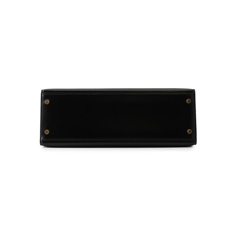 エルメス ハンドバッグ ケリー32 外縫い ブラック/ゴールド金具 ボックスカーフ 〇U刻印 HERMES Kelly 2wayバッグ 黒