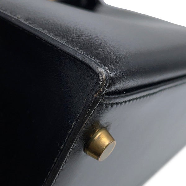 エルメス ハンドバッグ ケリー32 外縫い ブラック/ゴールド金具 ボックスカーフ 〇U刻印 HERMES Kelly 2wayバッグ 黒