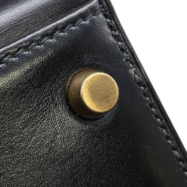 エルメス ハンドバッグ ケリー32 外縫い ブラック/ゴールド金具 ボックスカーフ 〇U刻印 HERMES Kelly 2wayバッグ 黒
