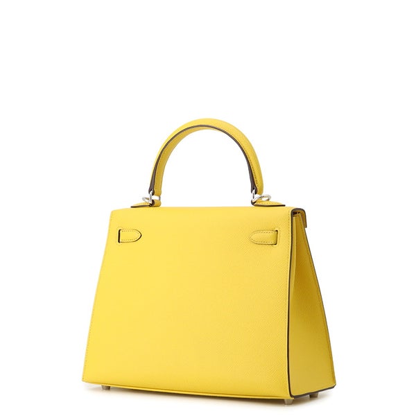 エルメス ハンドバッグ ケリー25 外縫い ジョーヌナプル/シルバー金具 エプソン B刻印 HERMES 2wayバッグ