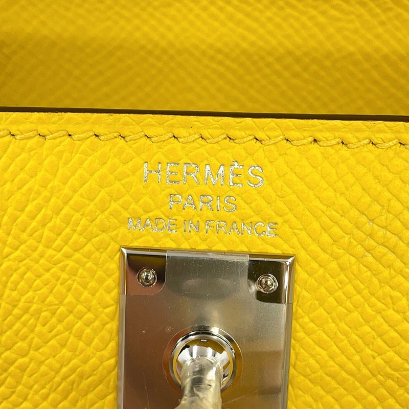 エルメス ハンドバッグ ケリー25 外縫い ジョーヌナプル/シルバー金具 エプソン B刻印 HERMES 2wayバッグ