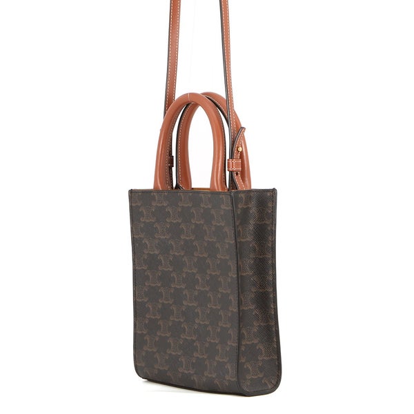 セリーヌ ハンドバッグ トリオンフ ミニ バーティカル カバ PVC/レザー 194372 CELINE 2wayショルダーバッグ ブラウン