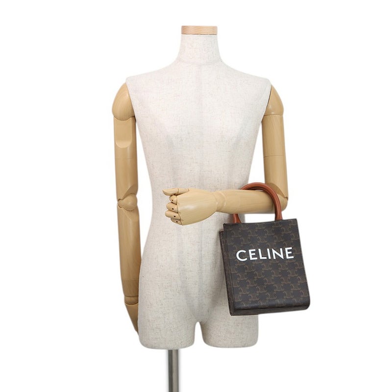 セリーヌ ハンドバッグ トリオンフ ミニ バーティカル カバ PVC/レザー 194372 CELINE 2wayショルダーバッグ ブラウン
