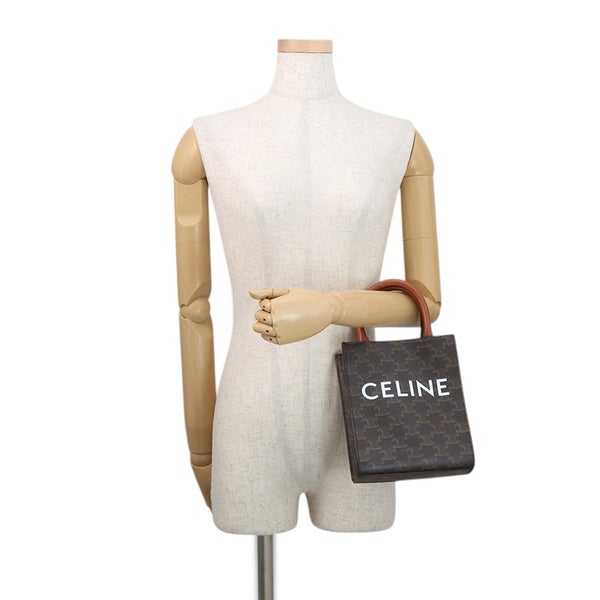 セリーヌ ハンドバッグ トリオンフ ミニ バーティカル カバ PVC/レザー 194372 CELINE 2wayショルダーバッグ ブラウン