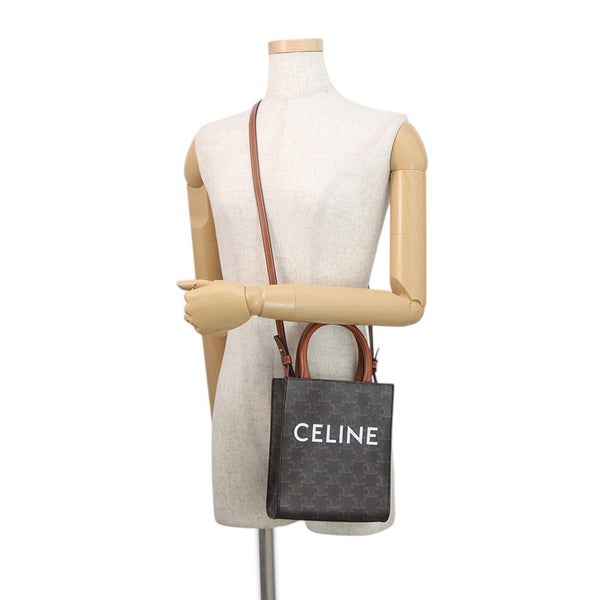 セリーヌ ハンドバッグ トリオンフ ミニ バーティカル カバ PVC/レザー 194372 CELINE 2wayショルダーバッグ ブラウン