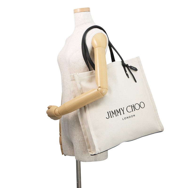 ジミーチュウ トートバッグ キャンバス レザー JIMMY CHOO