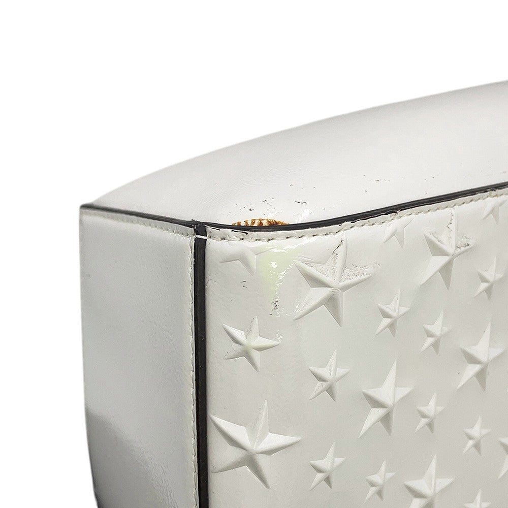 JIMMY CHOO ジミーチュウ バッグ ペガシ スターエンボス   2wayバッグ ホワイト パテント ショルダーバッグ
 パテントレザー ホワイト ユニセックス【中古】460 ジミーチュウ ハンドバッグ ペガシ ミニ スターエンボス パテント