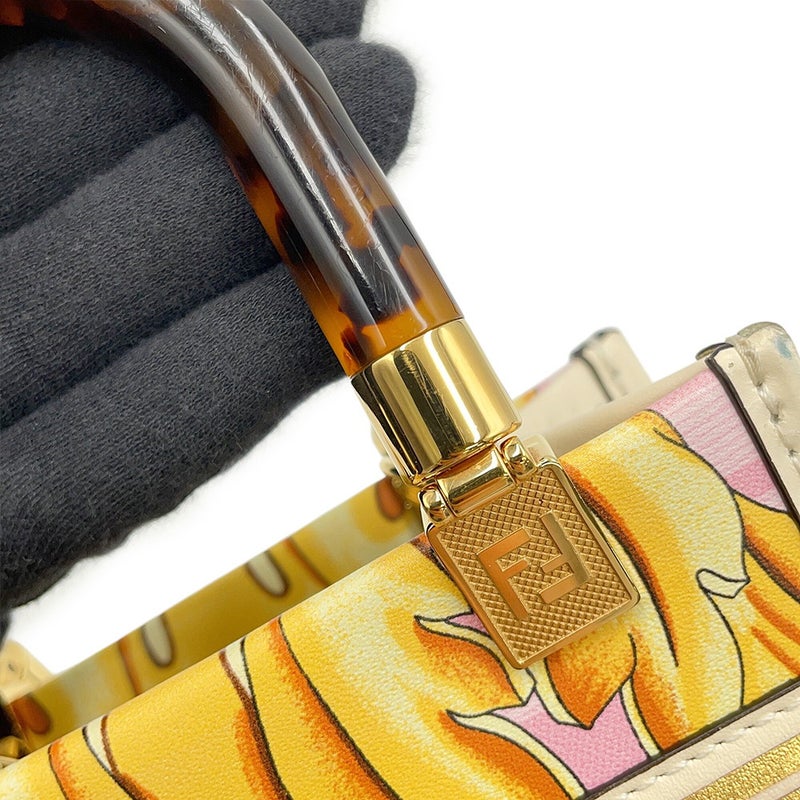 フェンディ ハンドバッグ フェンダーチェ サンシャイン ショッパー ミニ キャンバス 8BS051 2wayショルダーバッグ ベルサーチコラボ
