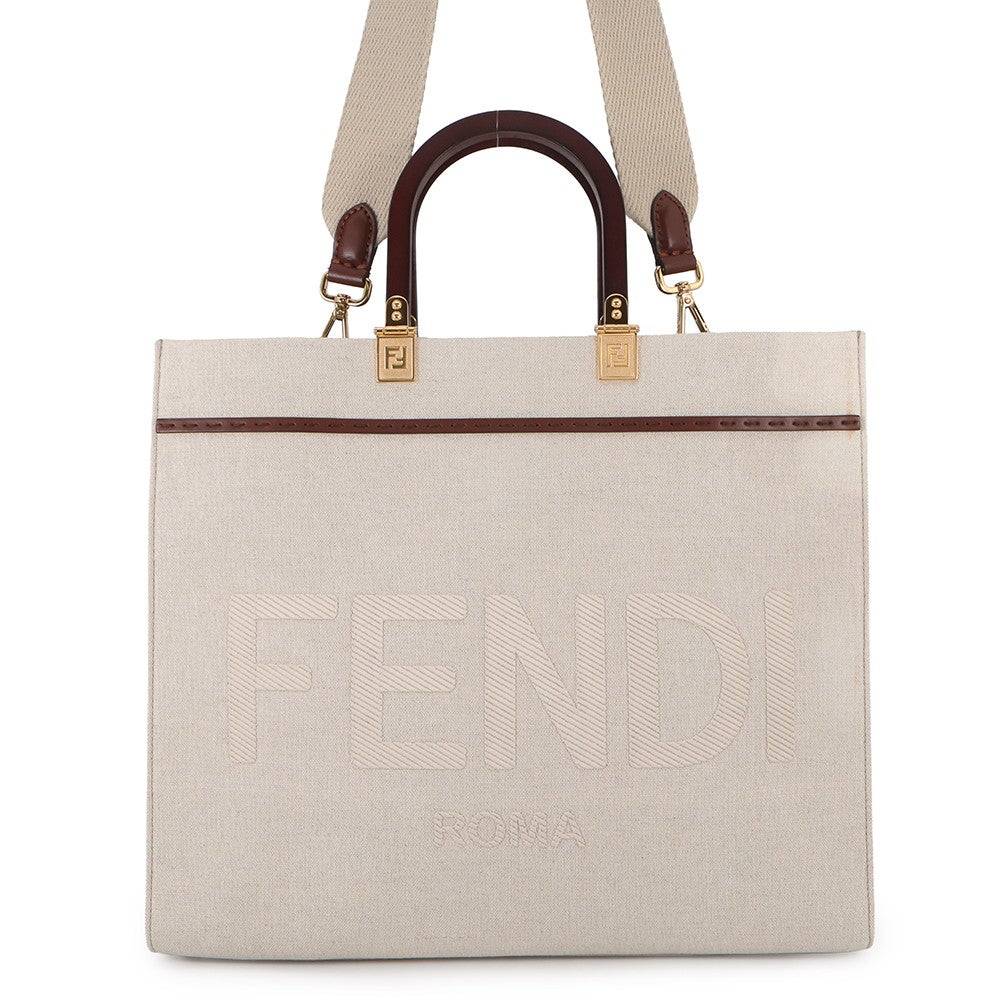 フェンディ FENDI サンシャイン ミディアム トート 8BH386 カバン トートバッグ 肩掛け ショルダーバッグ レザー/キャンバス ブラウン FENDI（フェンディ） トートバッグ SUNSHINE MEDIUM サンシャイン