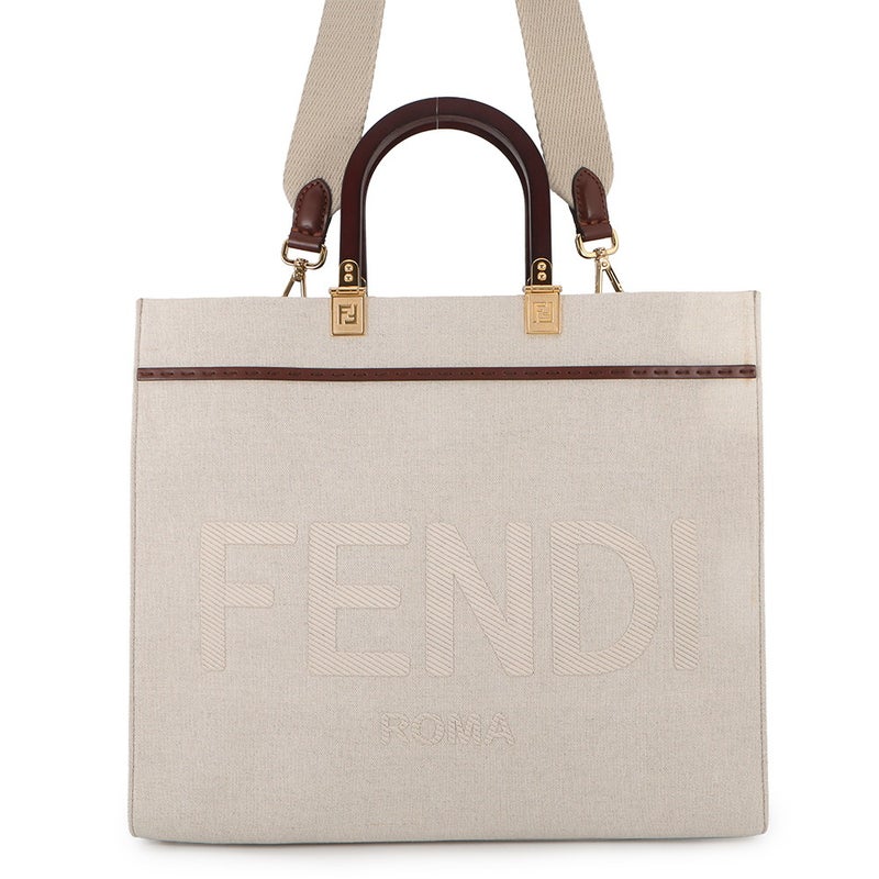 フェンディ トートバッグ サンシャイン ミディアム キャンバス/レザー 8BH386 FENDI 2wayショルダーバッグ