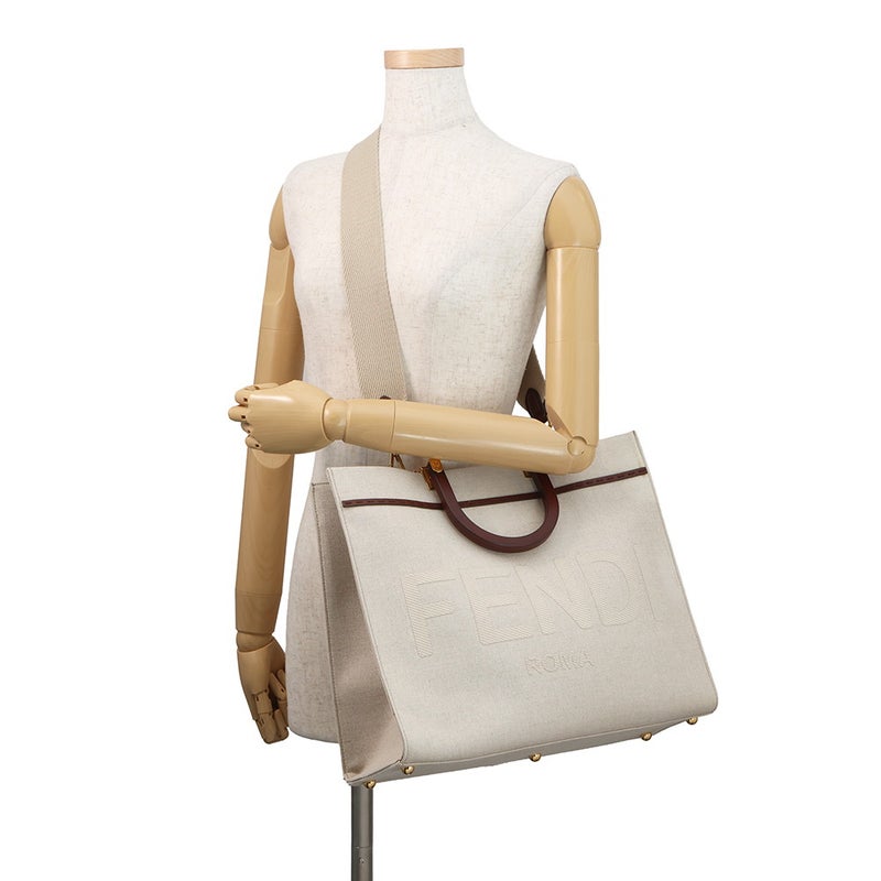 フェンディ トートバッグ サンシャイン ミディアム キャンバス/レザー 8BH386 FENDI 2wayショルダーバッグ