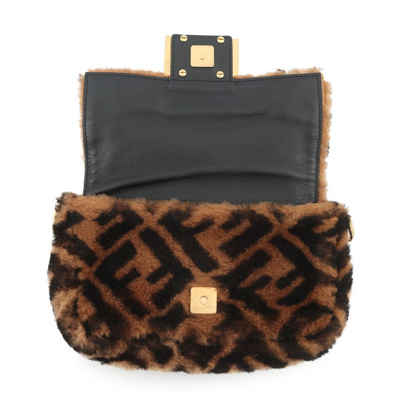 フェンディ ハンドバッグ ズッカ柄 バゲット ミニ ムートン/レザー 8BS017 FENDI 2wayショルダーバッグ