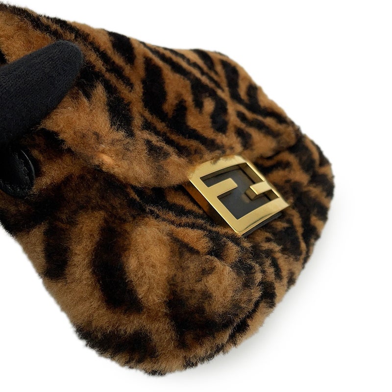 フェンディ ハンドバッグ ズッカ柄 バゲット ミニ ムートン/レザー 8BS017 FENDI 2wayショルダーバッグ