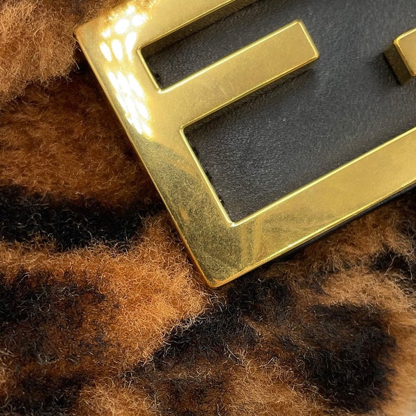 フェンディ ハンドバッグ ズッカ柄 バゲット ミニ ムートン/レザー 8BS017 FENDI 2wayショルダーバッグ