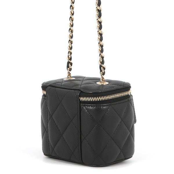 シャネル チェーンショルダーバッグ マトラッセ ココマーク バニティ キャビアスキン AP2158 CHANEL 黒