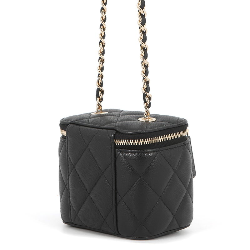 シャネル チェーンショルダーバッグ マトラッセ ココマーク バニティ キャビアスキン AP2158 CHANEL 黒