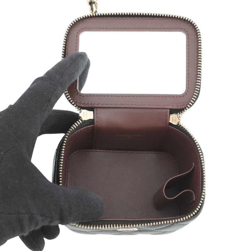 シャネル チェーンショルダーバッグ マトラッセ ココマーク バニティ キャビアスキン AP2158 CHANEL 黒
