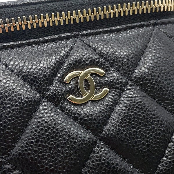 シャネル チェーンショルダーバッグ マトラッセ ココマーク バニティ キャビアスキン AP2158 CHANEL 黒