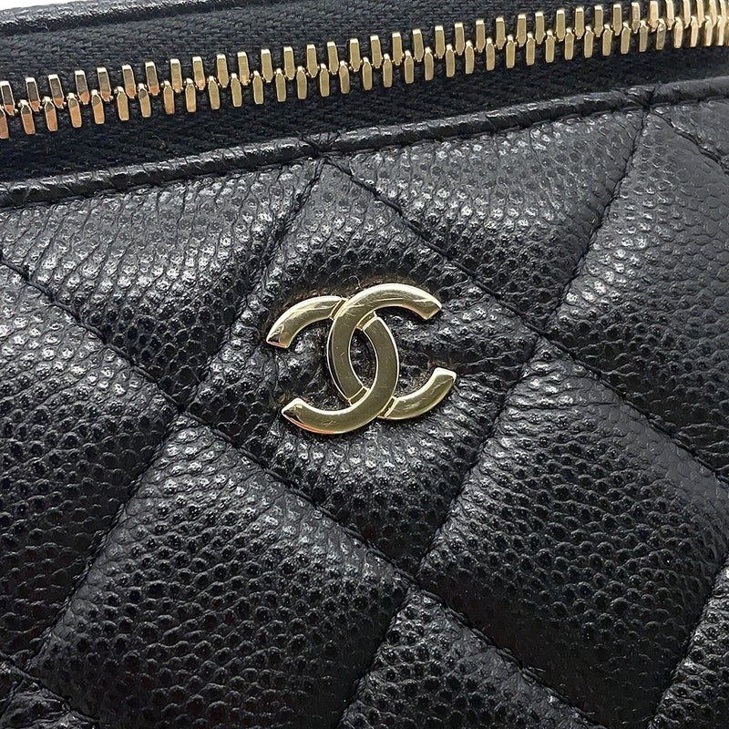 シャネル チェーンショルダーバッグ マトラッセ ココマーク バニティ キャビアスキン AP2158 CHANEL 黒