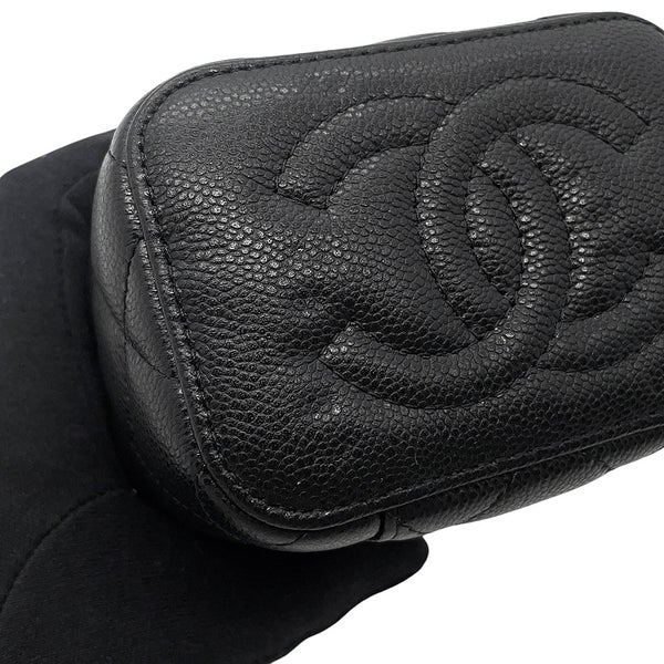 シャネル チェーンショルダーバッグ マトラッセ ココマーク バニティ キャビアスキン AP2158 CHANEL 黒