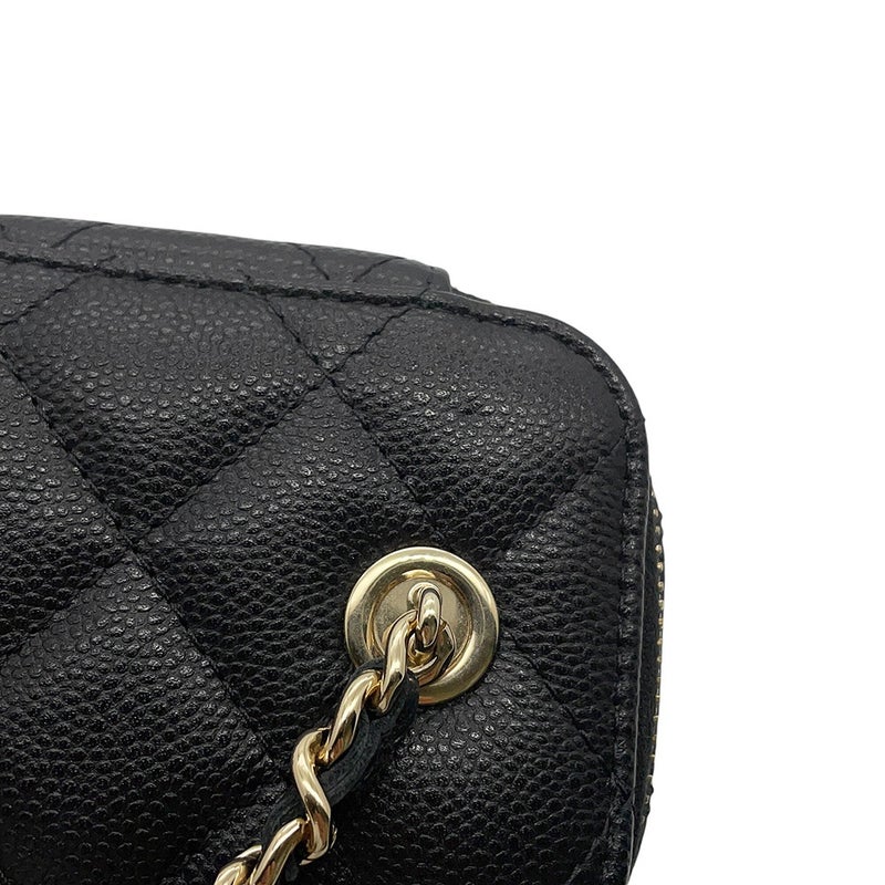 シャネル チェーンショルダーバッグ マトラッセ ココマーク バニティ キャビアスキン AP2158 CHANEL 黒