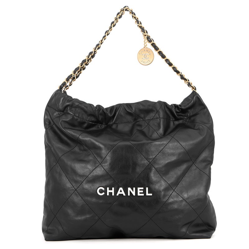 シャネル ハンドバッグ シャネル22 ミディアム シャイニーカーフスキン AS3261 CHANEL バッグ ショルダーバッグ 黒