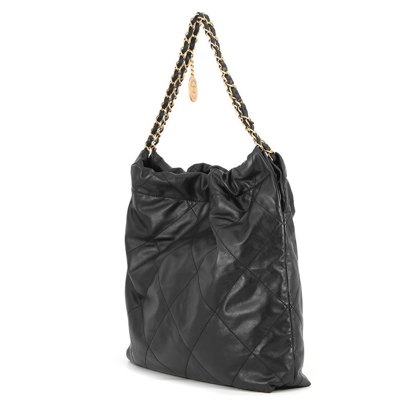 シャネル ハンドバッグ シャネル22 ミディアム シャイニーカーフスキン AS3261 CHANEL バッグ ショルダーバッグ 黒