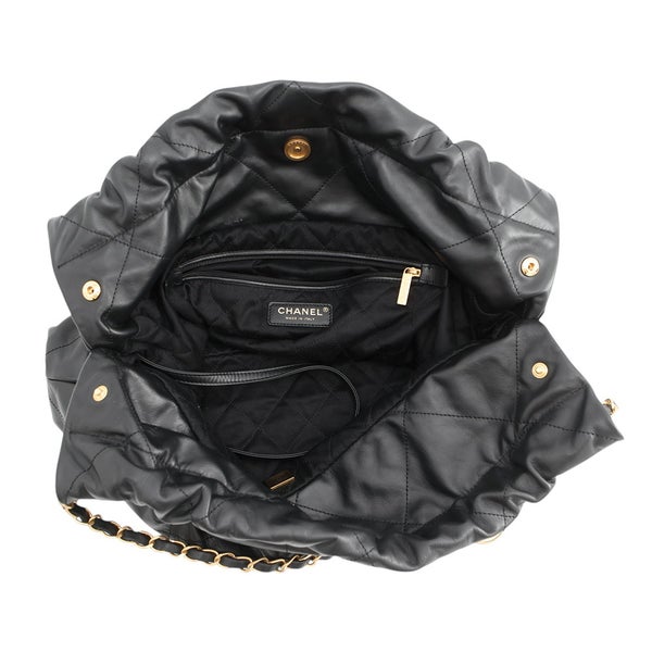 シャネル ハンドバッグ シャネル22 ミディアム シャイニーカーフスキン AS3261 CHANEL バッグ ショルダーバッグ 黒
