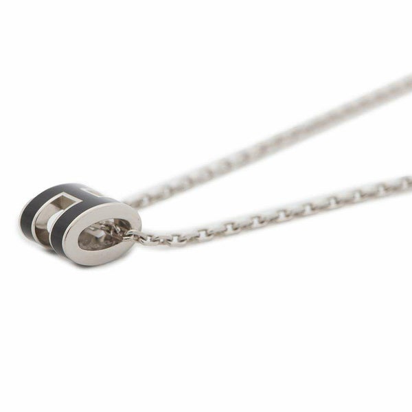 エルメス ネックレス ミニ・ポップアッシュ ブラック/シルバー金具 HERMES アクセサリー 黒
