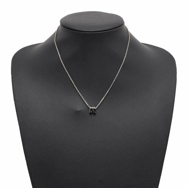 エルメス ネックレス ミニ・ポップアッシュ ブラック/シルバー金具 HERMES アクセサリー 黒