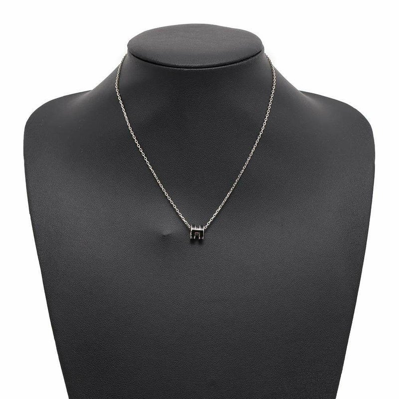 エルメス ネックレス ミニ・ポップアッシュ ブラック/シルバー金具 HERMES アクセサリー 黒