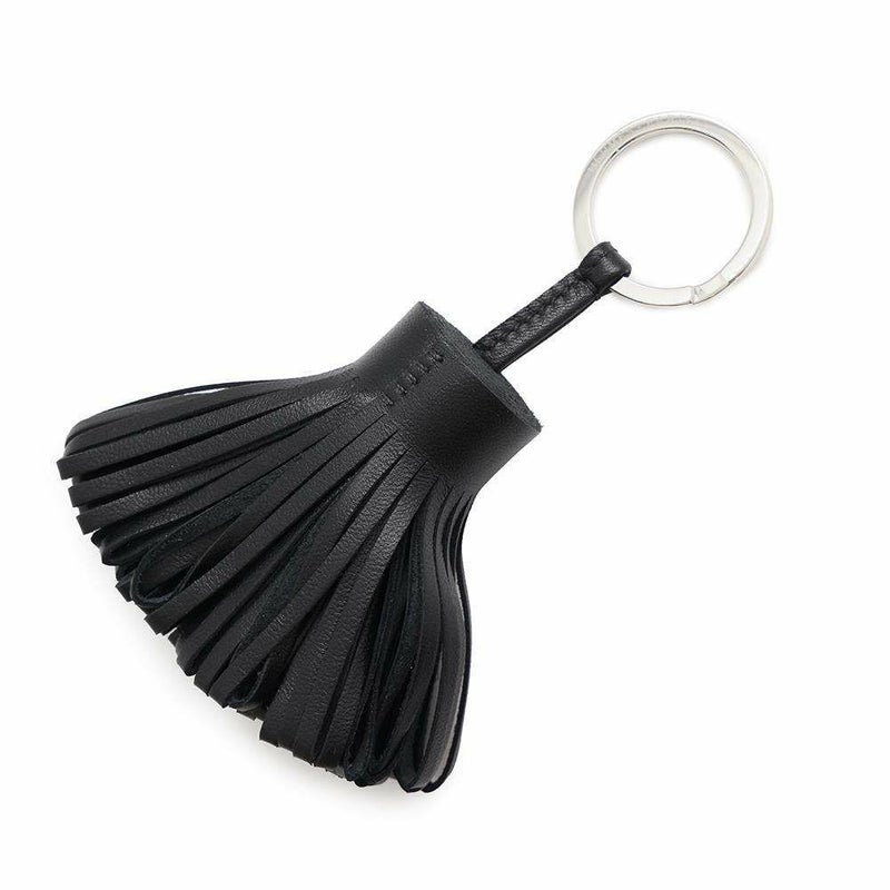 エルメス キーホルダー カルメン ブラック/シルバー金具 ラムスキン B刻印 HERMES 黒