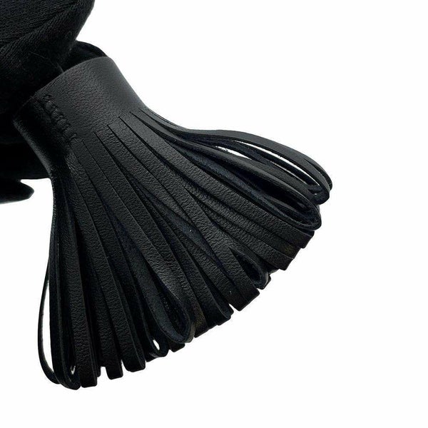 エルメス キーホルダー カルメン ブラック/シルバー金具 ラムスキン B刻印 HERMES 黒