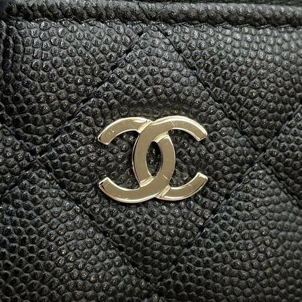 シャネル バニティバッグ トップハンドル マトラッセ ココマーク キャビアスキン AP2573 CHANEL 化粧ポーチ 黒