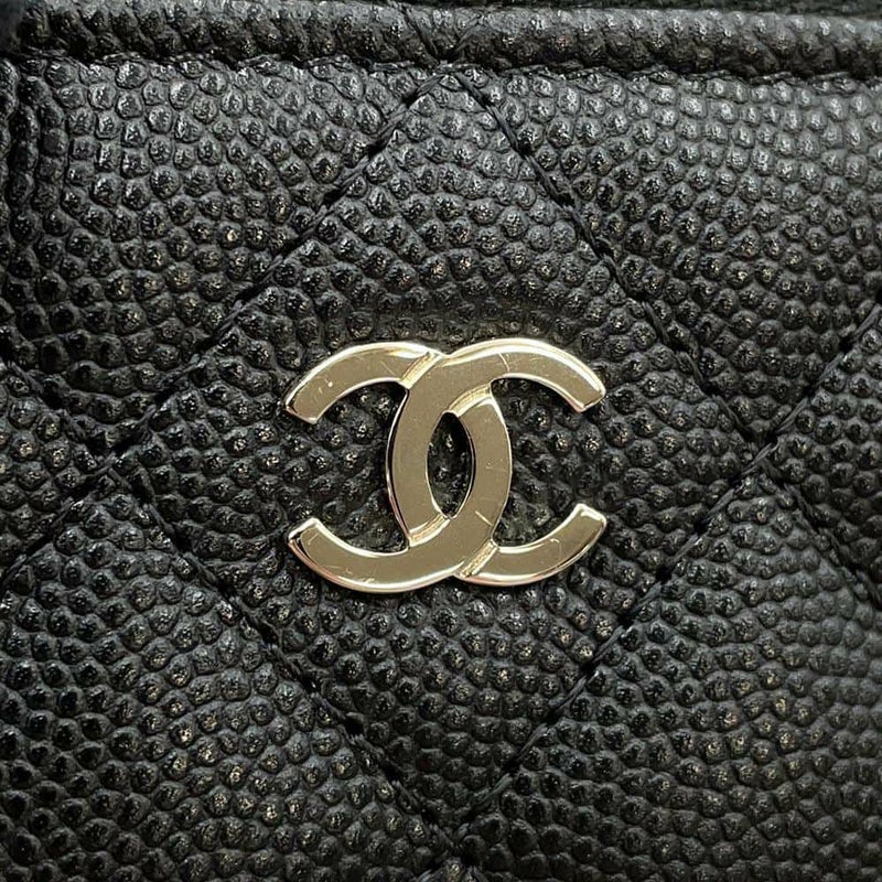 シャネル バニティバッグ トップハンドル マトラッセ ココマーク キャビアスキン AP2573 CHANEL 化粧ポーチ 黒