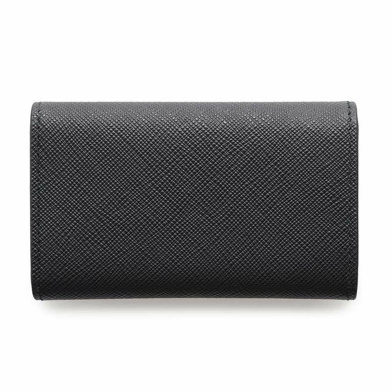 プラダ キーケース 幾何学模様 4連キーケース サフィアーノ 1PG004 PRADA キーリング付き 黒