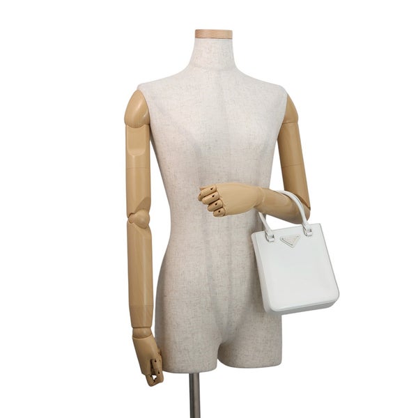 プラダ ハンドバッグ スパッツォラート スモール トライアングルロゴ レザー 1BA331 PRADA 2wayショルダー 白