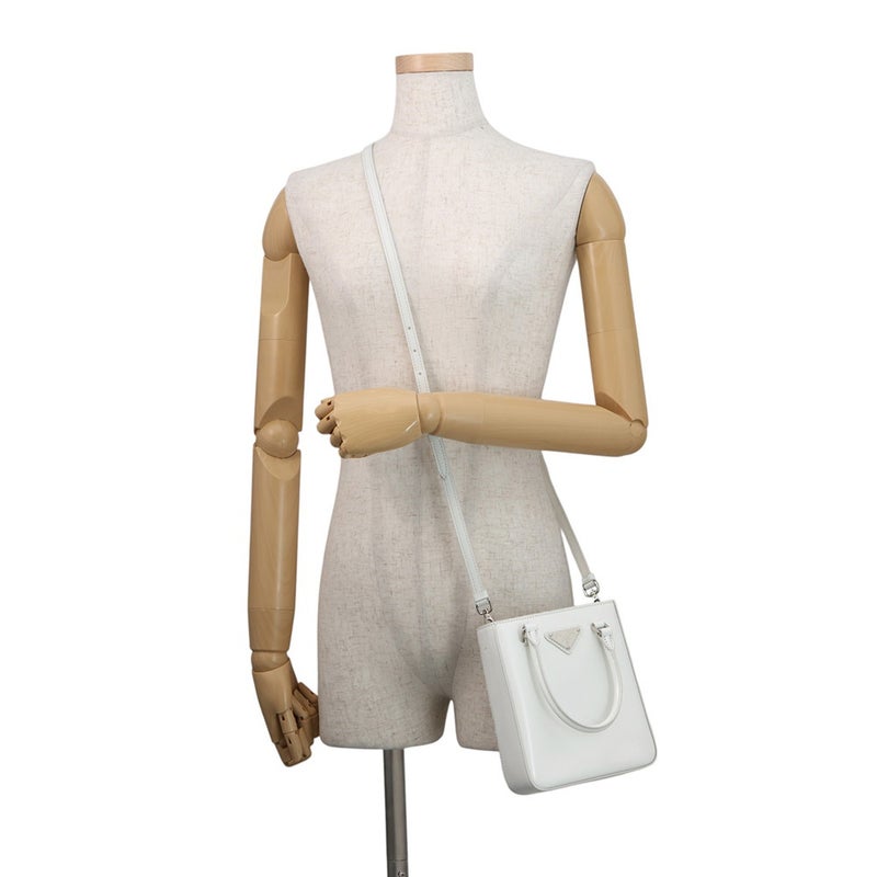 プラダ ハンドバッグ スパッツォラート スモール トライアングルロゴ レザー 1BA331 PRADA 2wayショルダー 白