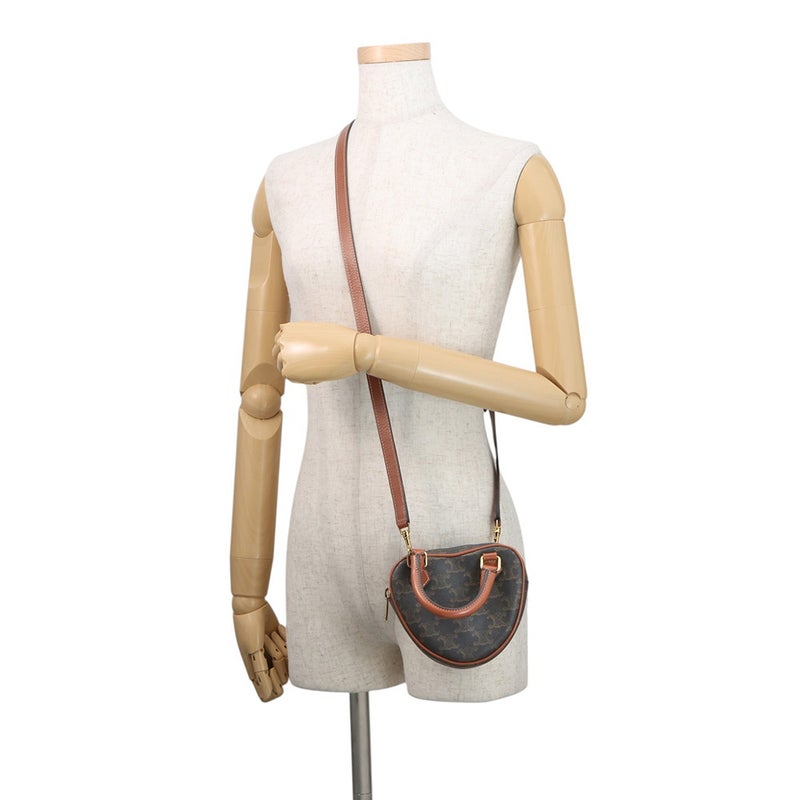 セリーヌ ハンドバッグ トリオンフ ハート PVC/レザー 198222 CELINE 2wayショルダーバッグ ブラウン