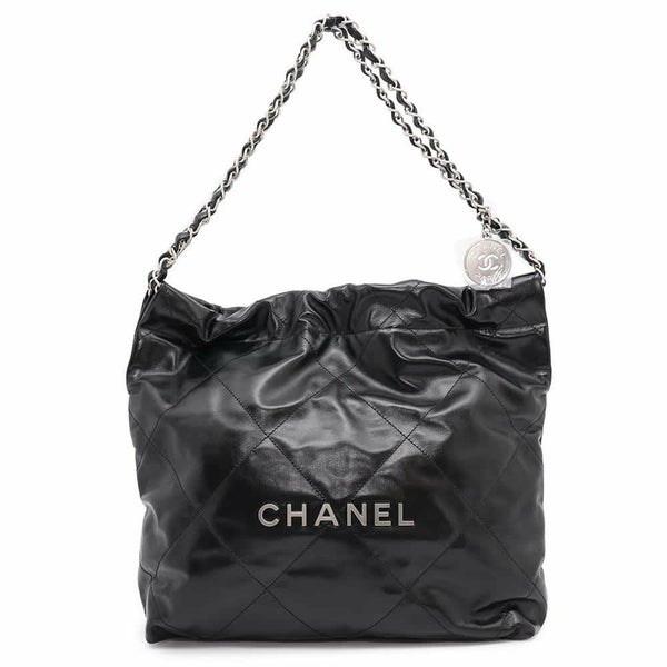 シャネル ハンドバッグ CHANEL 22 マトラッセ スモール シャイニーカーフレザー AS3260 ショルダーバッグ ポーチ付き 黒