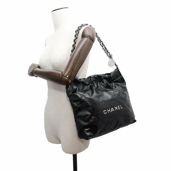 シャネル ハンドバッグ CHANEL 22 マトラッセ スモール シャイニーカーフレザー AS3260 ショルダーバッグ ポーチ付き 黒